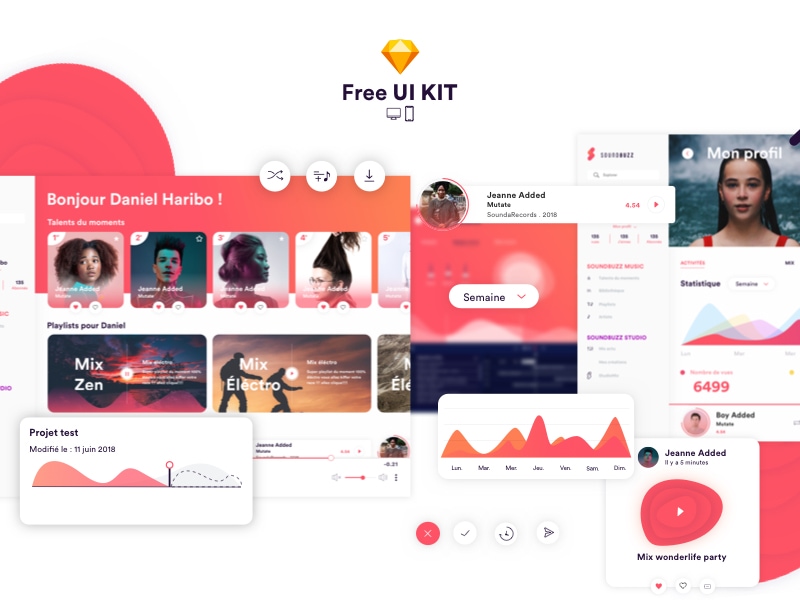 Fresh and vibrant music UI kit design for App and Website