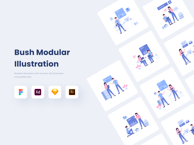 Bush Illustration Kit will make your landing page and mobile apps look stunning. 100% vector editable and scalable. The color is easy to change.