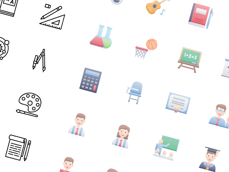 Free icons for education, schools, university, teachers, students, studying, books, and everything related to learning.